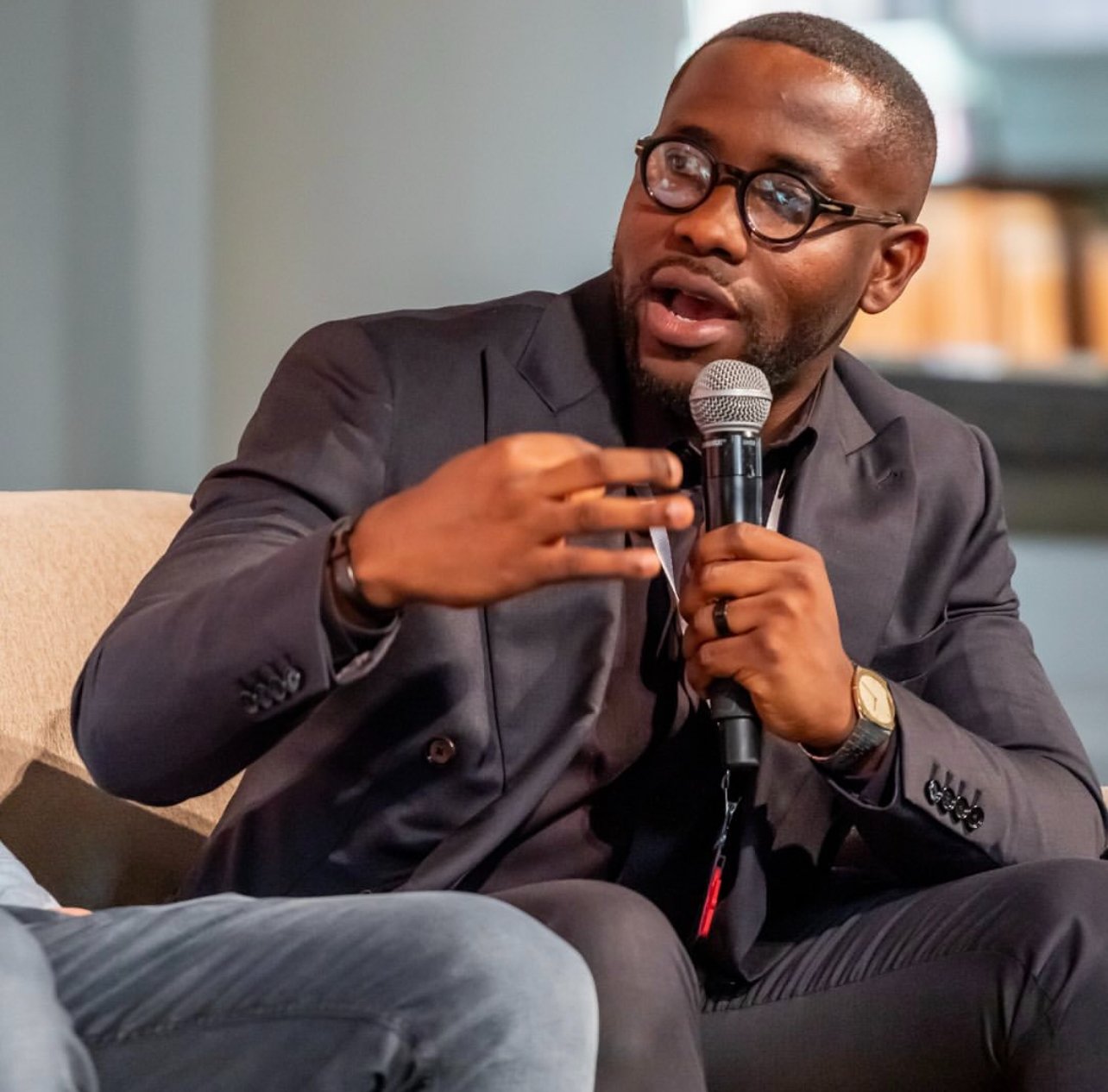 Richard Oyekunle speaking on a panel